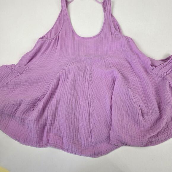 Free People Tunic Top Womens Small Purple Cotton Boho Sleeveless Pocket Flowy - Picture 5 of 11